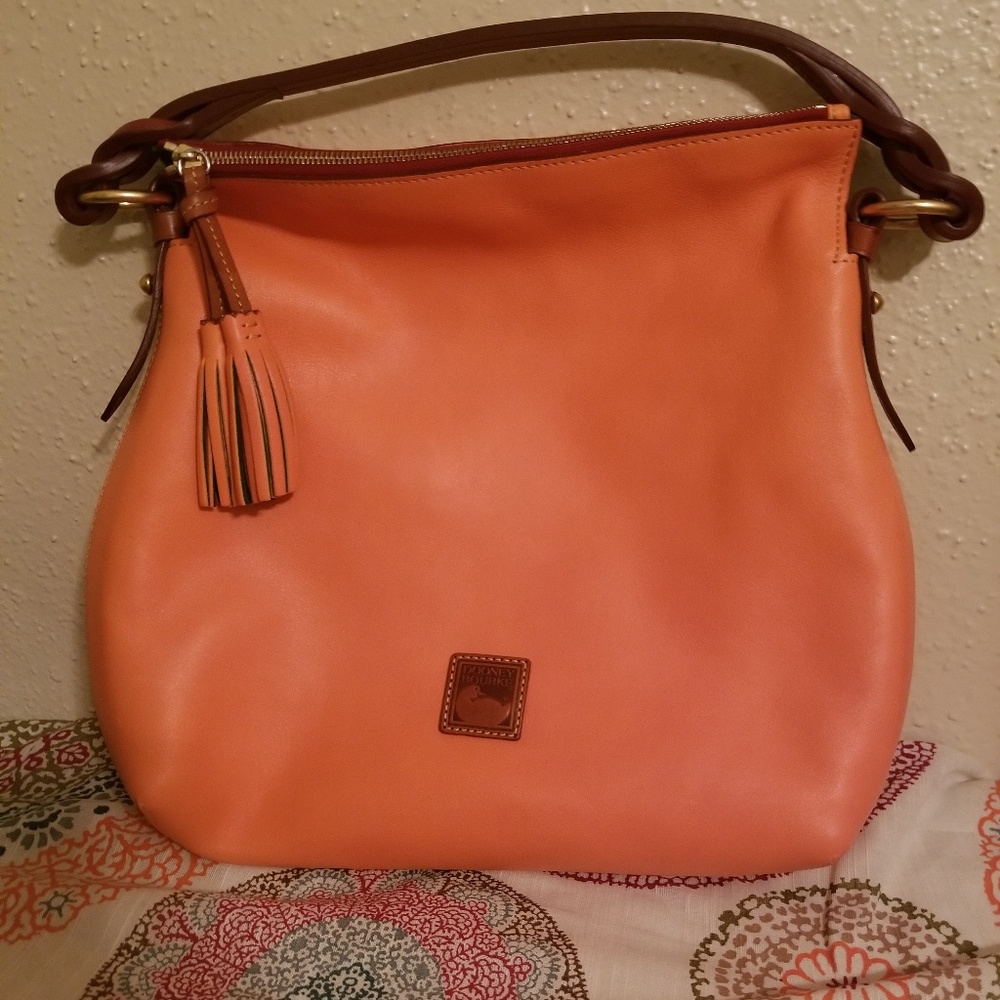 Salmon Florentine Leather Twist Strap Hobo